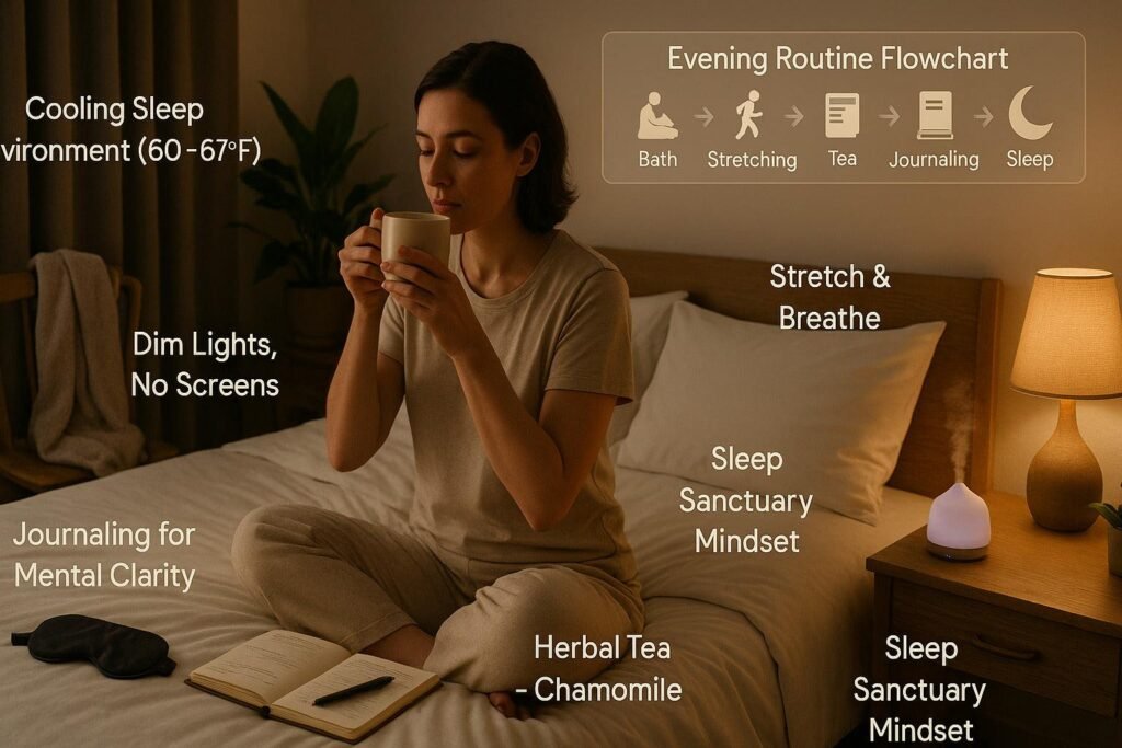 Evening bedtime routine to support healthy sleep.